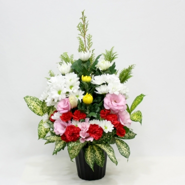 菊と洋花の仏花アレンジメント